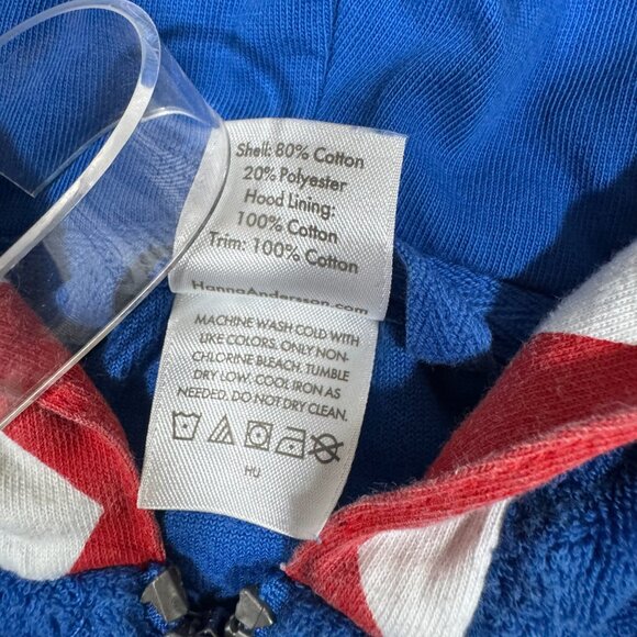 Hanna Andersson Kids Shark Hoodie In Sunsoft Terry Size 6-7 Beach Pool - Picture 6 of 6